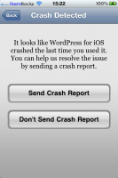 Crashreport des WordPress-App für iPhone, iPad und iPod Touch Crashreport des WordPress-App für iPhone, iPad und iPod Touch