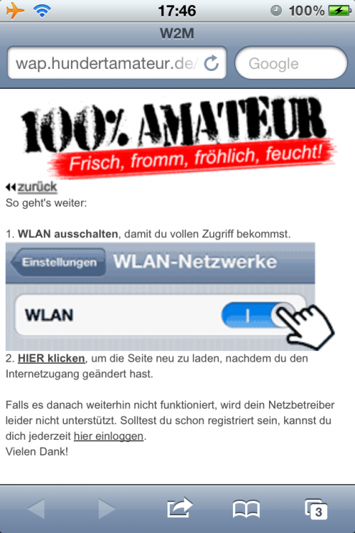 Nicht der Aufforderung WLAN abzuschalten folgen Nicht der Aufforderung WLAN abzuschalten folgen