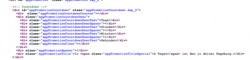Ausschnitt aus dem Quellcode Ausschnitt aus dem Quellcode