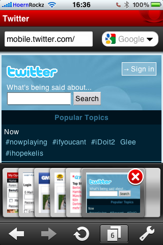 Opera Mini Tabbed Browsing
