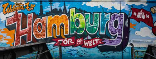 Wall covered with graffiti art - Argentienbrücke Hamburg