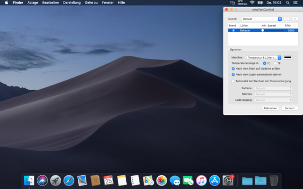 smcFanControl (hier unter macOS Mojave)