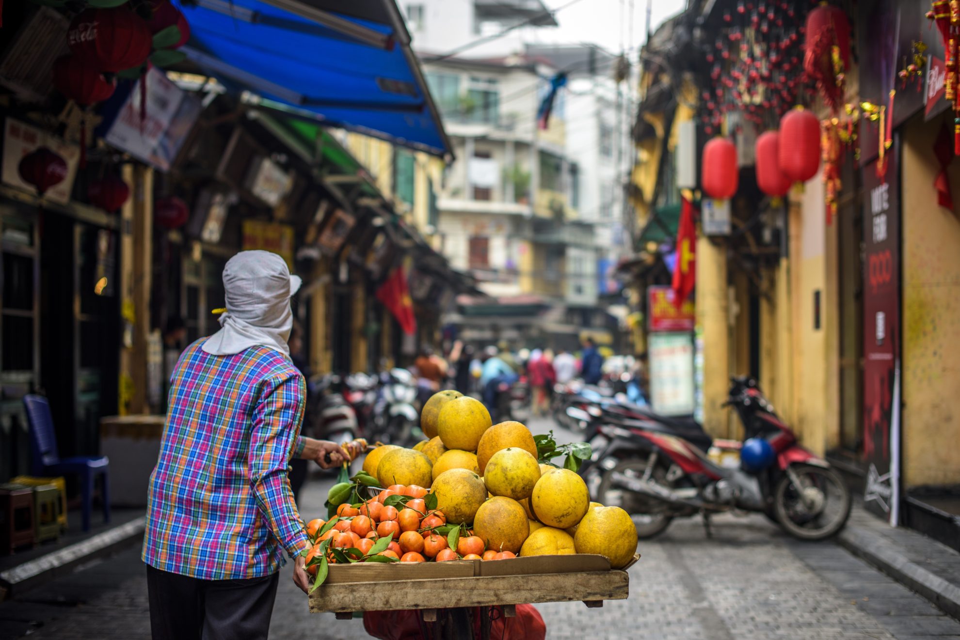 Mandarinen auf dem Markt von Hanoi